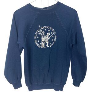 VTG 70s Rhode Island Bicentennial Sweatshirt XL Youth Womens S Blue Springfoot